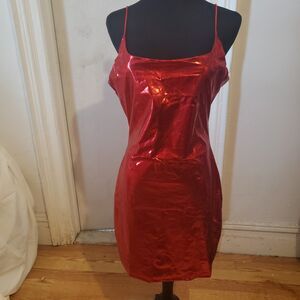 SHEIN Red Metallic foil like festive dress
Size L